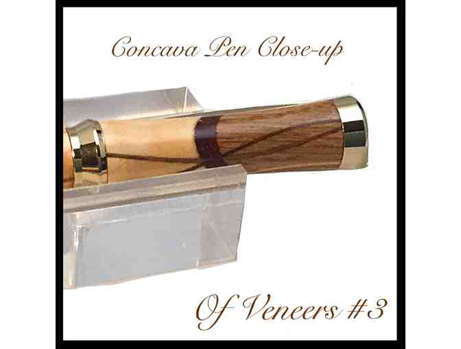 Sophisticated Pen with Veneer Inlays, 24kt Gold-Plate Hardware & Rosewood Case