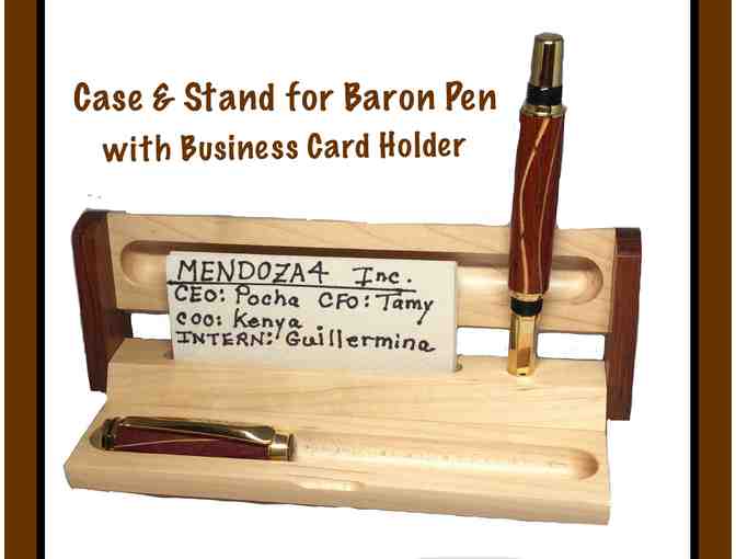 Luxury Baron Pen with Veneer Inlays, 24kt Gold Plate Hardware & Wooden Case