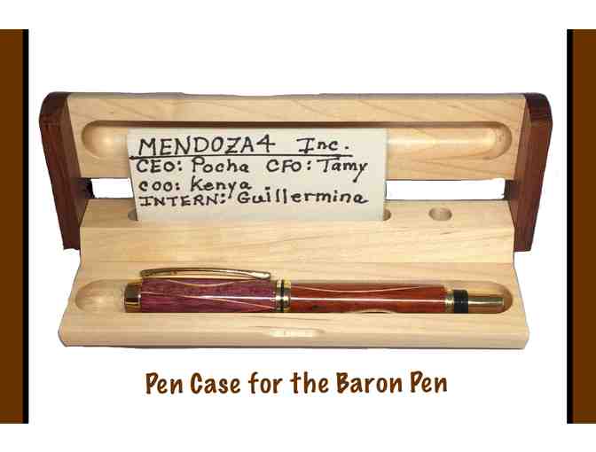 Luxury Baron Pen with Veneer Inlays, 24kt Gold Plate Hardware & Wooden Case