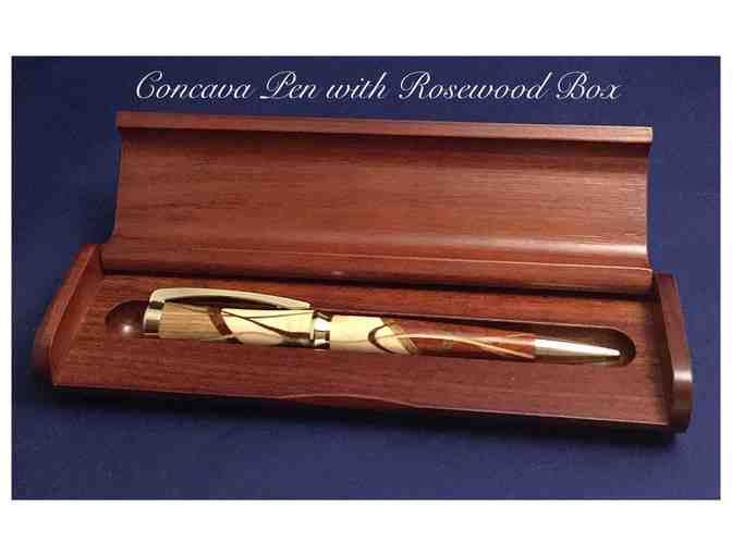 Sophisticated Pen with Veneer Inlays, 24kt Gold-Plate Hardware & Rosewood Case