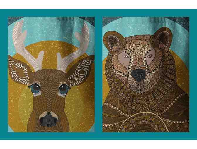 Two Tote Bags: Stag in Grass and Bear in Grass