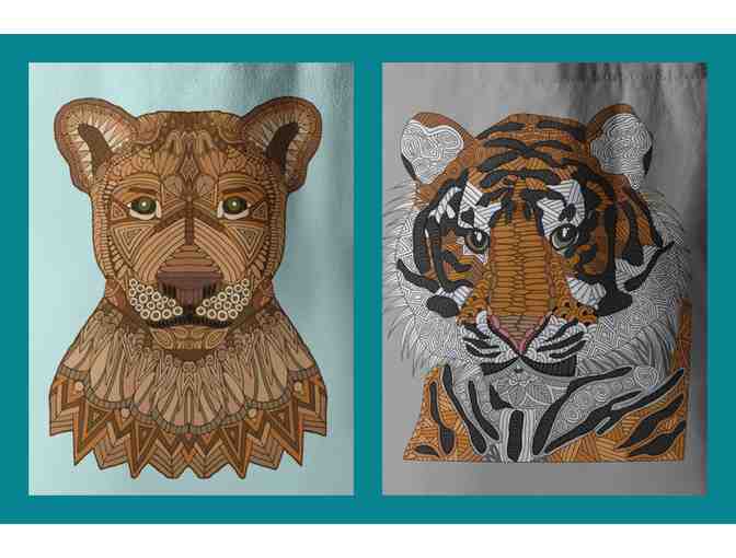 Two Tote Bags: Tiger and Lioness