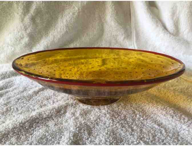 Topaz Footed Bowl from Pean Doubulyu Glass