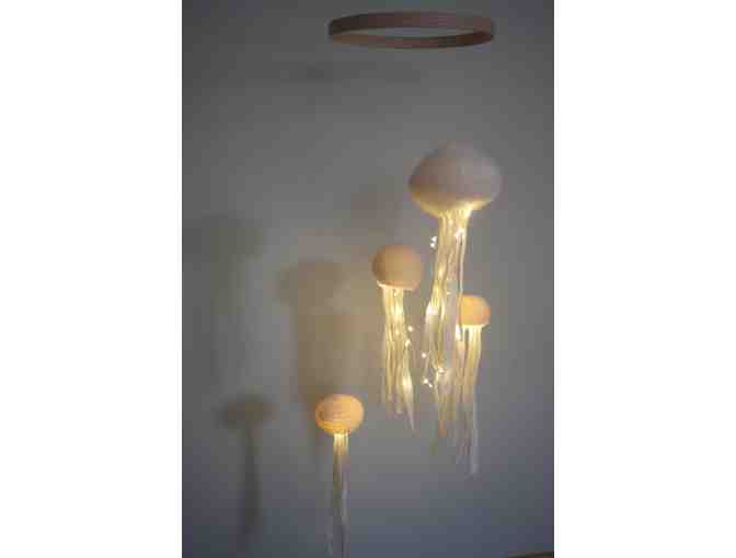 Handmade Jelly Fish Mobile in White with Fairy Lights