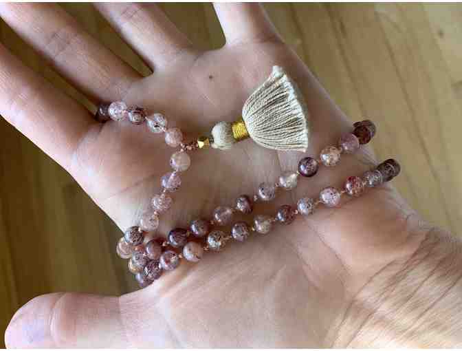 Strawberry Quartz Hand-Knotted Mala Bead Necklace by Janaki Kagel