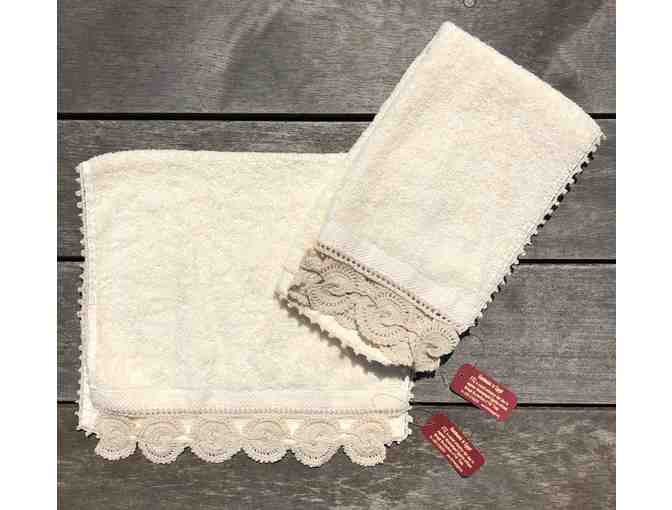 Egyptian hand towels with crochet detailing