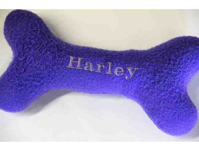 Harley's Embroidered Blue Bone Toy