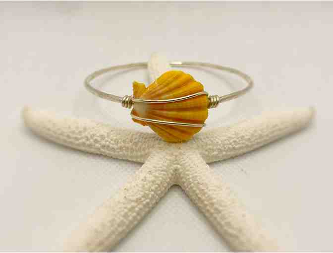 Sterling Silver Bangle with Sunrise Shell