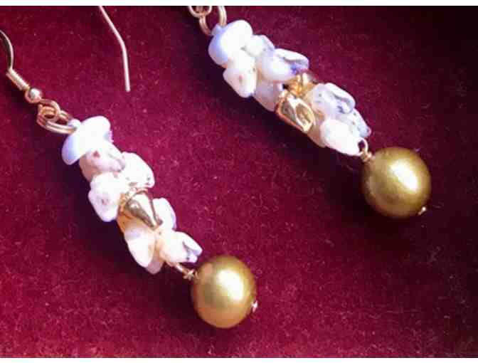 Ni'ihau Shell Earrings and Freshwater Pearl