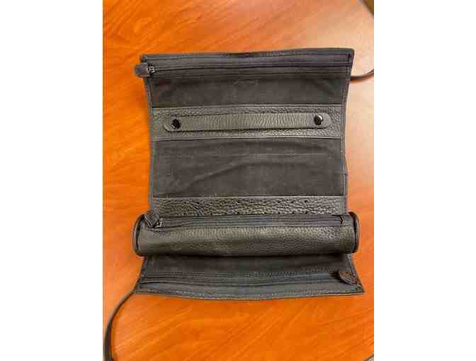 Black Leather Travel Jewelry Roll