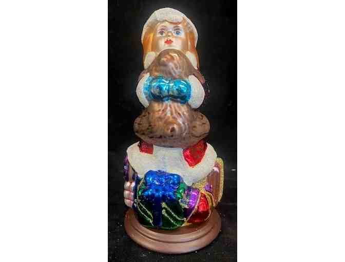 Glass Blown Santa with 2 children