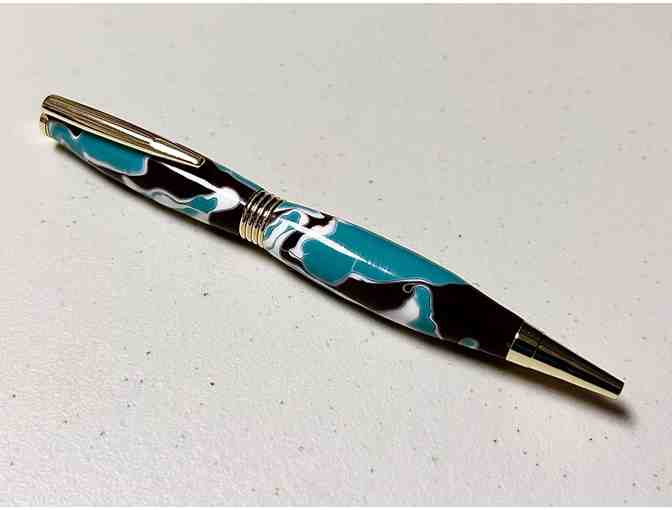 Teal, Brown, and White Handcrafted Pen from Paul's Pens