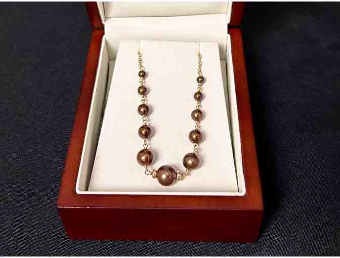 14k Yellow Gold and Chocolate Freshwater Pearl Necklace