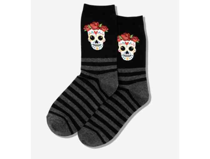 HOTSOX WOMEN'S SUGAR SKULL CREW SOCKS - Black - Photo 1