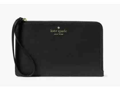 Kate Spade Lucy Black Pebbled Leather Medium L-zip Wristlet