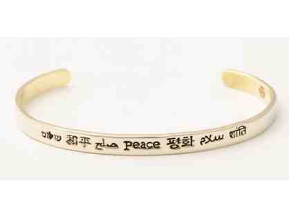 Peace in Many Languages Mixed Metal Cuff Bracelet
