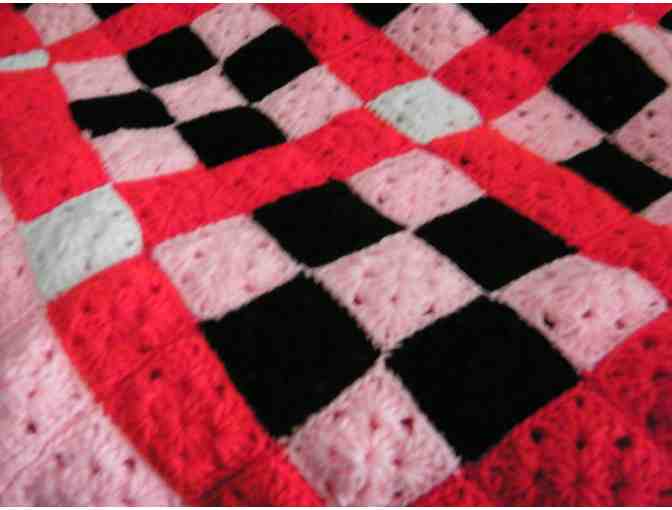 Hand Made Afgham Throw - Pink, White, Black & Red