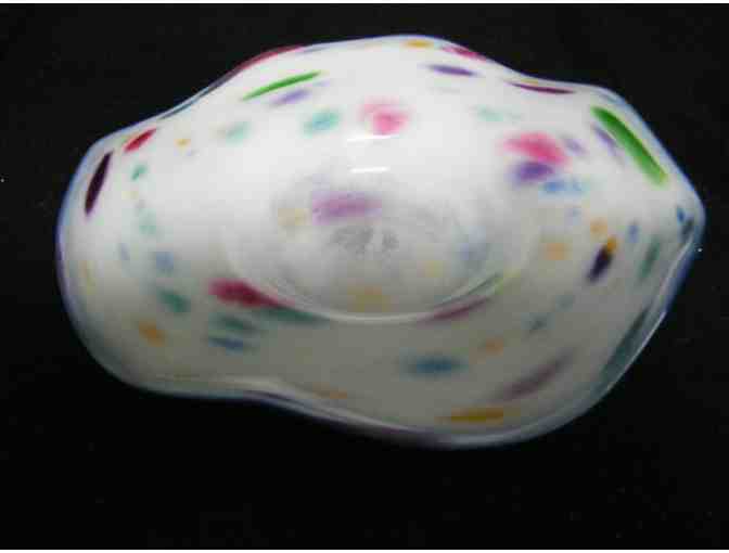 Stunning Original Art Glass Multi-Colored Candy Dish by Larkfield Glass - New