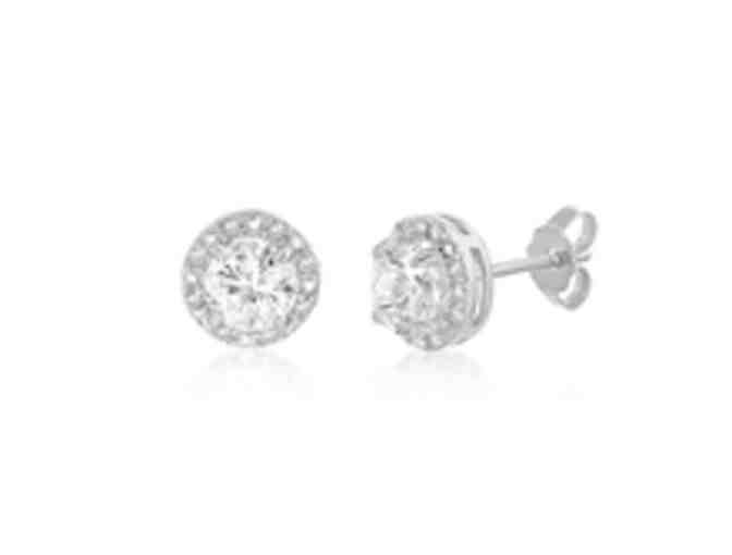 1/10th CTTW Diamond and White Sapphire Earrings in Sterling Silver!