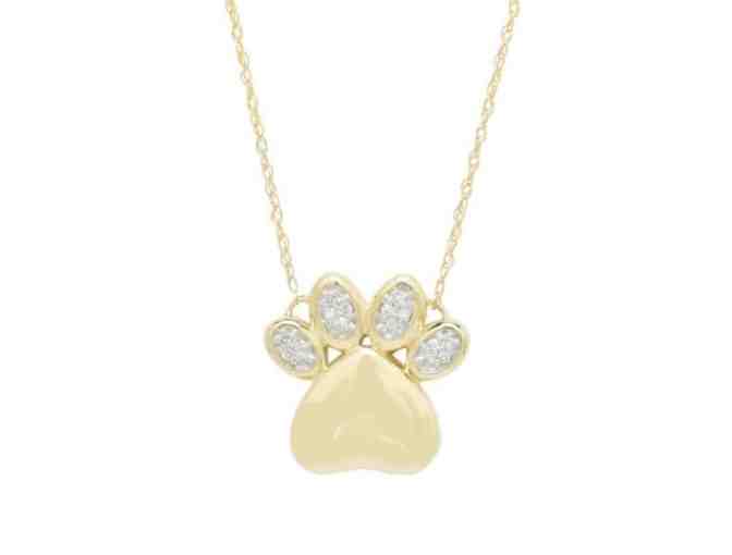 Diamond Paw Print Necklace in 10kt Yellow Gold