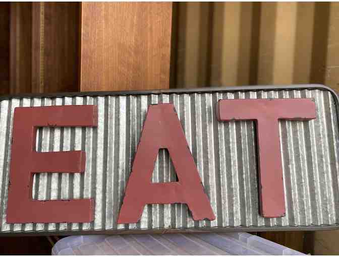 Corrugated Metal EAT Sign