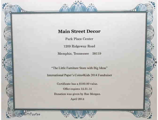 Main Street Decor - $100 Gift Certificate
