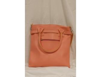 Coral Handbag Trimmed in Yellow