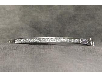 Ladies Sterling Silver Bangle with Channel Set Cubic Zirconia Stones