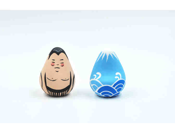 Handcrafted Traditional Craft, OKIAGARI from Tohoku Japan - Large size Sumo & Wave