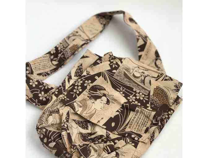 Donna Kotake Original Handmade Bag: Brown Japanese Print Crossbody