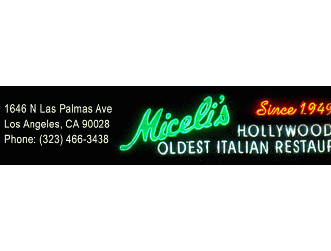 Gift Certificate for Dinner for Two at Miceli's Restaurant