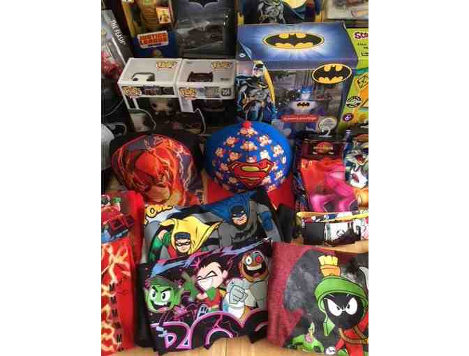 HUGE Basket of Superhero, Scooby Doo, & Looney Tunes Toys, Clothing, and More!