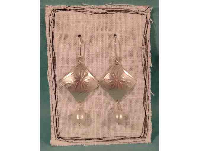 Pair of Pearl and Sterling Silver Earrings