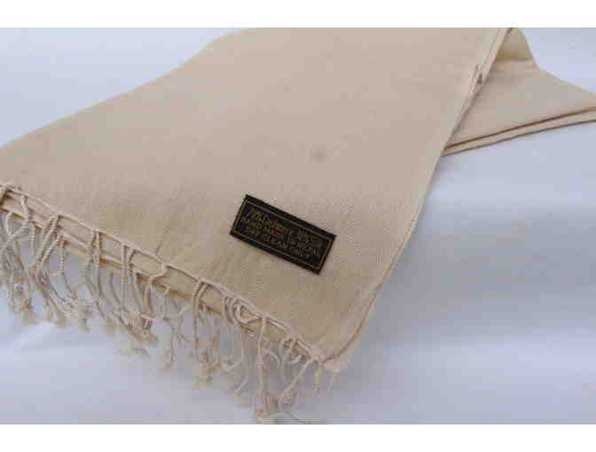 Beige Cashmere and Silk Nepalese Pashmina Scarf Wrap