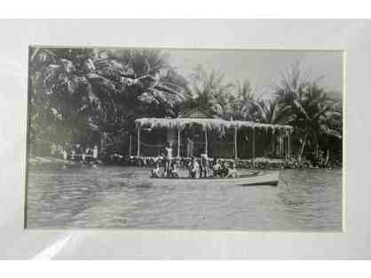 Children on boat in Keauhou Bay photographic print (copy) originally from 1930 - matted/un