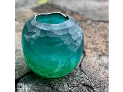 Round Turquoise/Green Flux Pebble by Artist Heather Mettler
