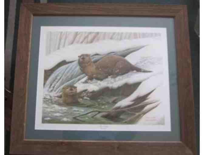 John Ruthuen Signed 'River Otters' Limited Edition print