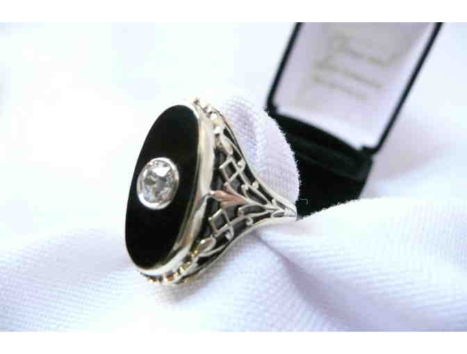 Circa 1920's Gold Diamond and Onyx Ring (size 7)