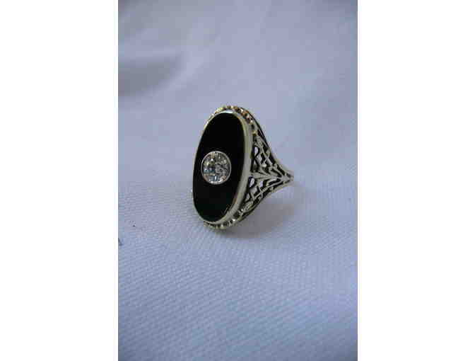 Circa 1920's Gold Diamond and Onyx Ring (size 7)