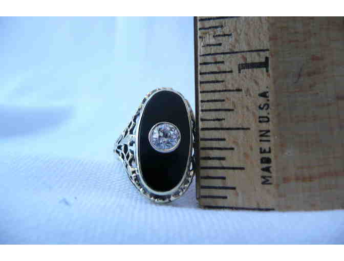 Circa 1920's Gold Diamond and Onyx Ring (size 7)