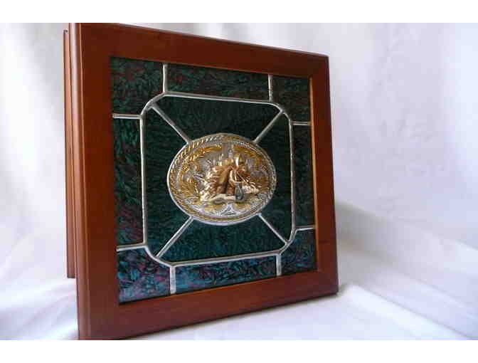 Stained Glass and Wood Jewelry Box by Roxanne Copp.