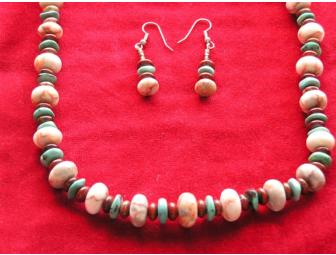 Turquoise Agate necklace and earring set by Laguna artist, Sandra Swensen