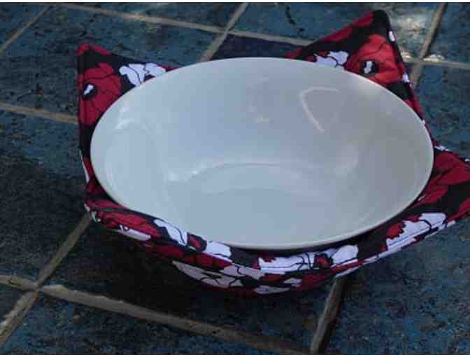 Handmade Bowl Cozies for Microwave (Set of 2) - Red &White Flowers