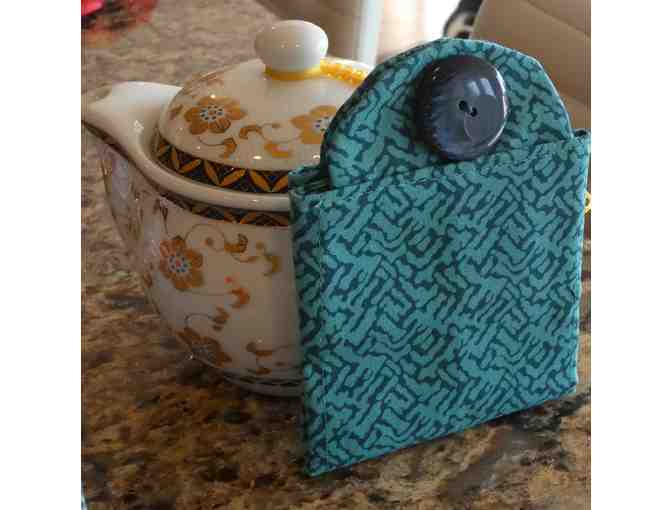 Handmade Tea Bag Wallet - Green & Blue