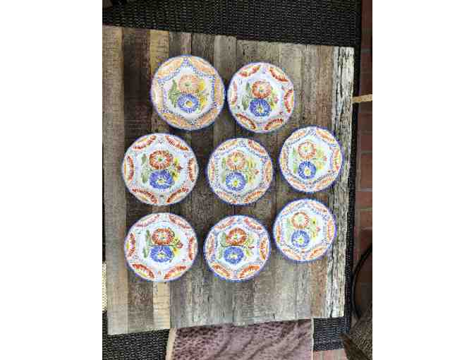 Henriot Quimper Corbeille Rose, Set of 8 Luncheon Plates