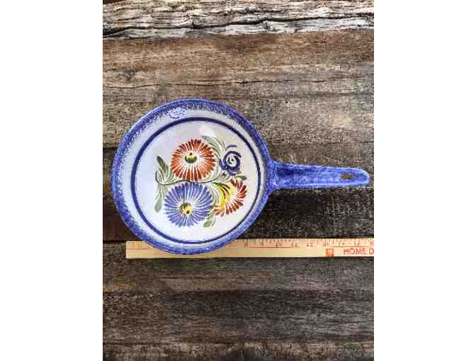 Henriot Quimper Corbeille Rose, Cordon Bleu Pot with Long Handle