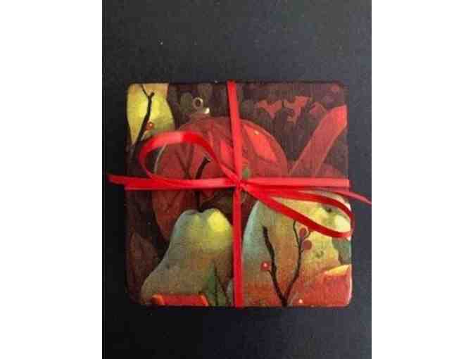 Tile Coasters - Fall Holiday Design - Set of 4