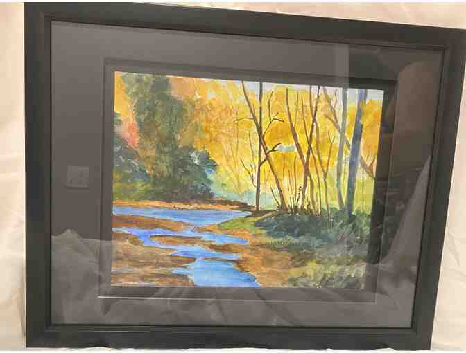 River in Fall Watercolor Painting