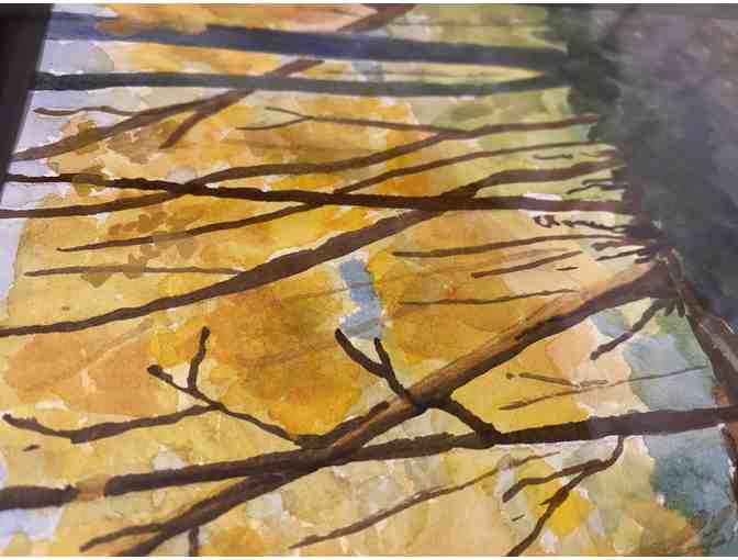 River in Fall Watercolor Painting