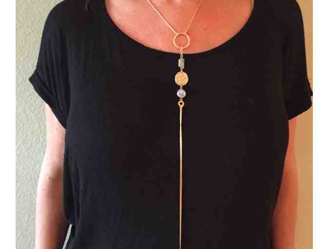 Moonstone Gold Lariat Necklace